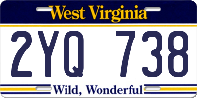WV license plate 2YQ738