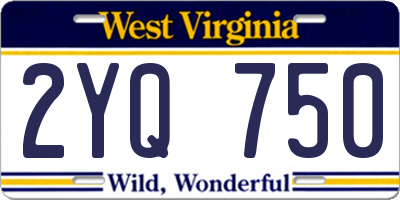 WV license plate 2YQ750
