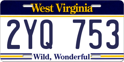 WV license plate 2YQ753
