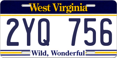 WV license plate 2YQ756