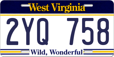 WV license plate 2YQ758