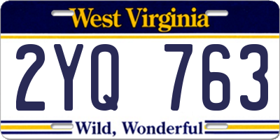 WV license plate 2YQ763
