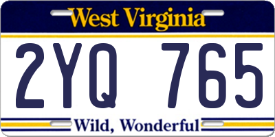WV license plate 2YQ765