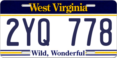WV license plate 2YQ778