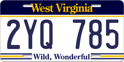 WV license plate 2YQ785