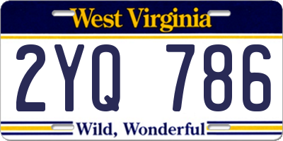 WV license plate 2YQ786