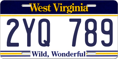 WV license plate 2YQ789