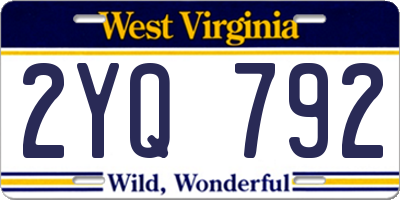 WV license plate 2YQ792