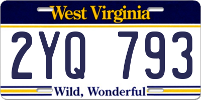 WV license plate 2YQ793