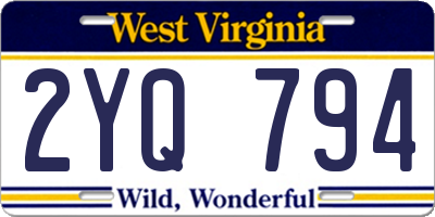 WV license plate 2YQ794