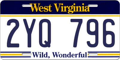 WV license plate 2YQ796