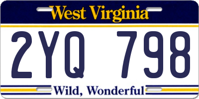 WV license plate 2YQ798