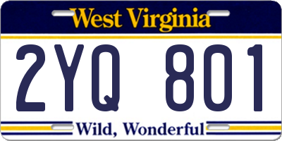 WV license plate 2YQ801