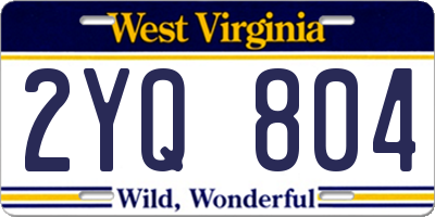 WV license plate 2YQ804