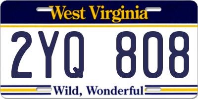 WV license plate 2YQ808