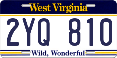 WV license plate 2YQ810