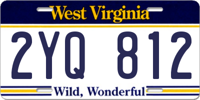 WV license plate 2YQ812