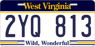 WV license plate 2YQ813