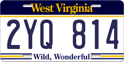 WV license plate 2YQ814