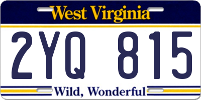 WV license plate 2YQ815