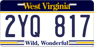 WV license plate 2YQ817