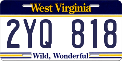 WV license plate 2YQ818