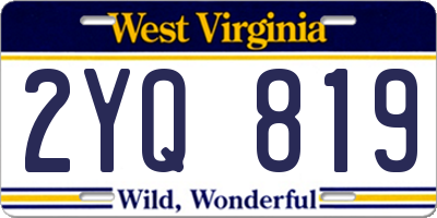 WV license plate 2YQ819