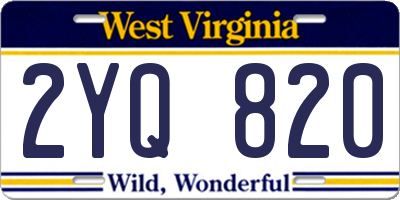 WV license plate 2YQ820