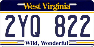 WV license plate 2YQ822