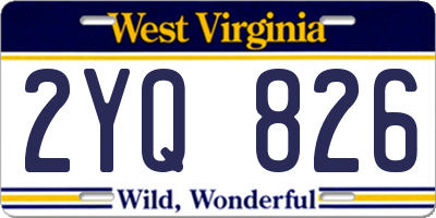 WV license plate 2YQ826