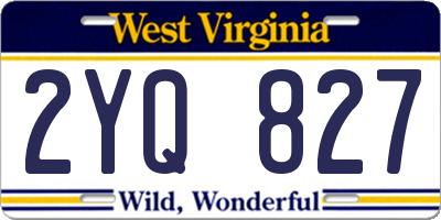 WV license plate 2YQ827