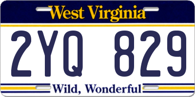 WV license plate 2YQ829