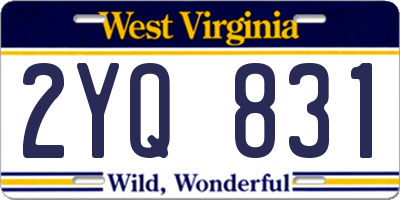 WV license plate 2YQ831