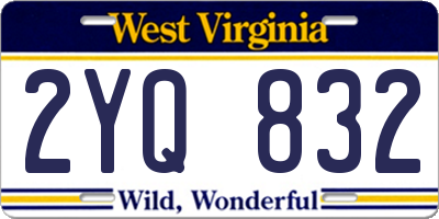 WV license plate 2YQ832