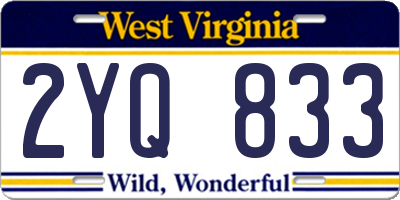 WV license plate 2YQ833