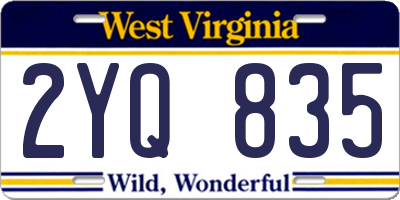 WV license plate 2YQ835