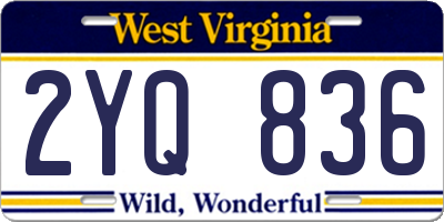 WV license plate 2YQ836