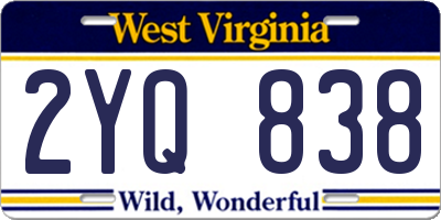 WV license plate 2YQ838