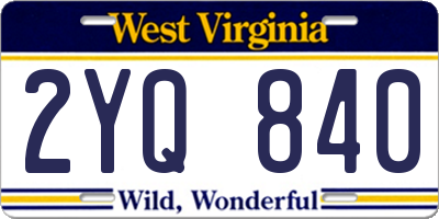 WV license plate 2YQ840