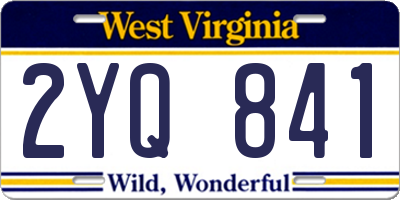 WV license plate 2YQ841
