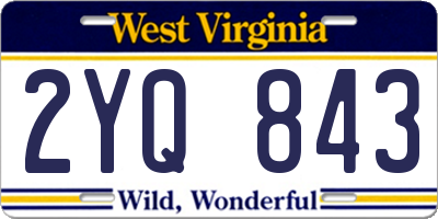 WV license plate 2YQ843
