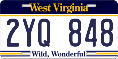 WV license plate 2YQ848