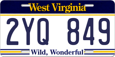WV license plate 2YQ849