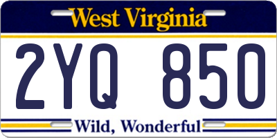 WV license plate 2YQ850