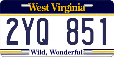 WV license plate 2YQ851