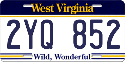 WV license plate 2YQ852