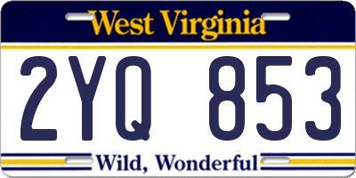 WV license plate 2YQ853