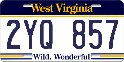 WV license plate 2YQ857