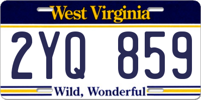 WV license plate 2YQ859