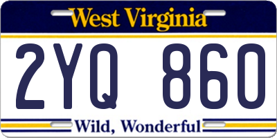 WV license plate 2YQ860